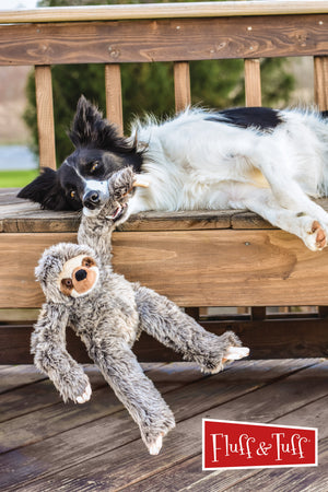 Fluff & Tuff Tico Sloth Plush Dog Toy - Large 15-Inch, Durable & Cuddly With Embroidered Eyes