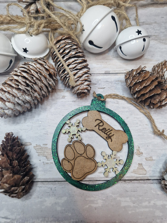 Happy Tails Christmas Decoration- Personalised Snowflake Bauble