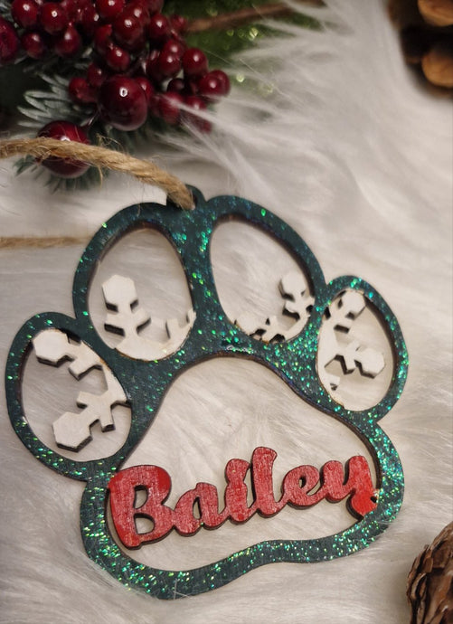 Happy Tails Personalised Decoration- paw bauble