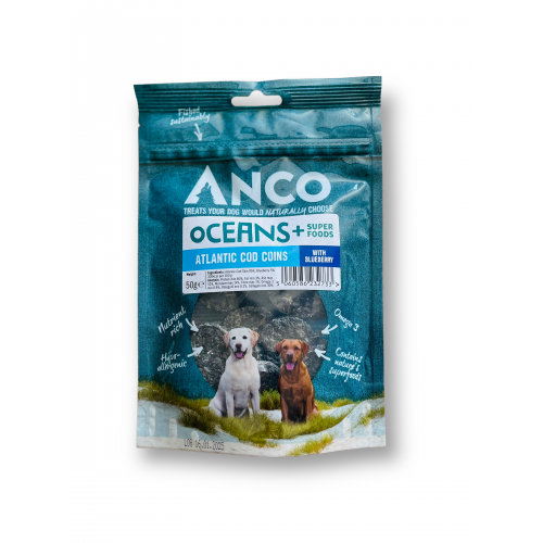 Anco Oceans Atlantic Cod & Blueberry Coin Dog Treats