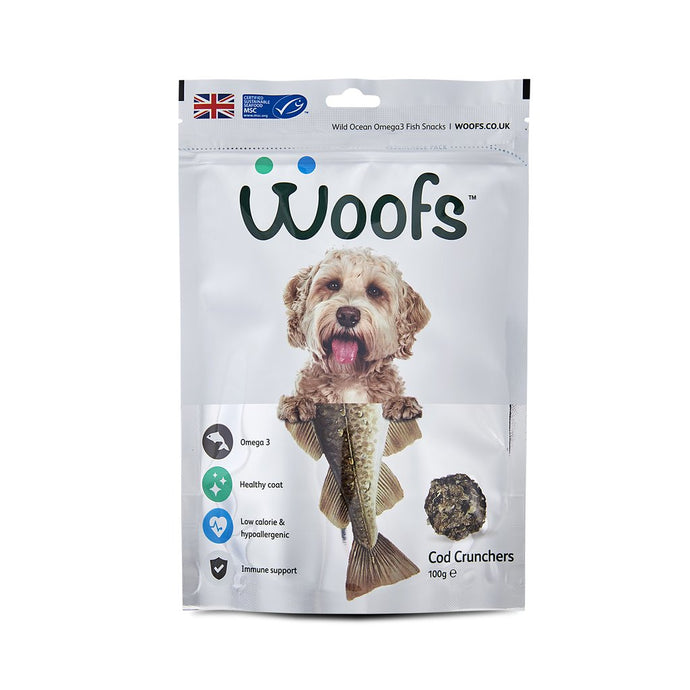 woofs cod cruncher fish dog treats