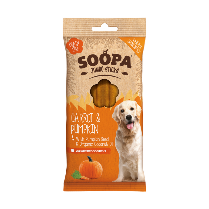 Soopa Carrot & Pumpkin Jumbo Dental Sticks Dog Chew