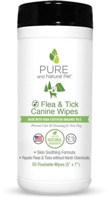 PURE AND NATURAL PET Flea & Tick Canine Wipes