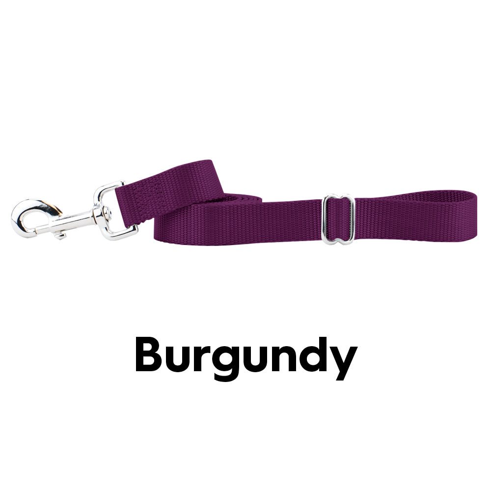 2hound Burgundy 4ft nylon dog lead-happy tails